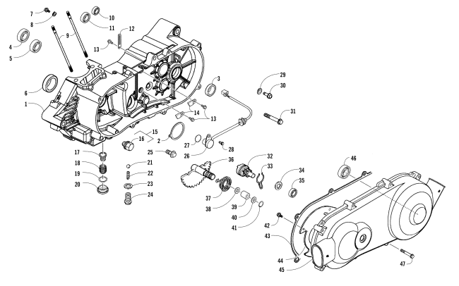 LEFT CRANKCASE AND COVER ASSEMBLY