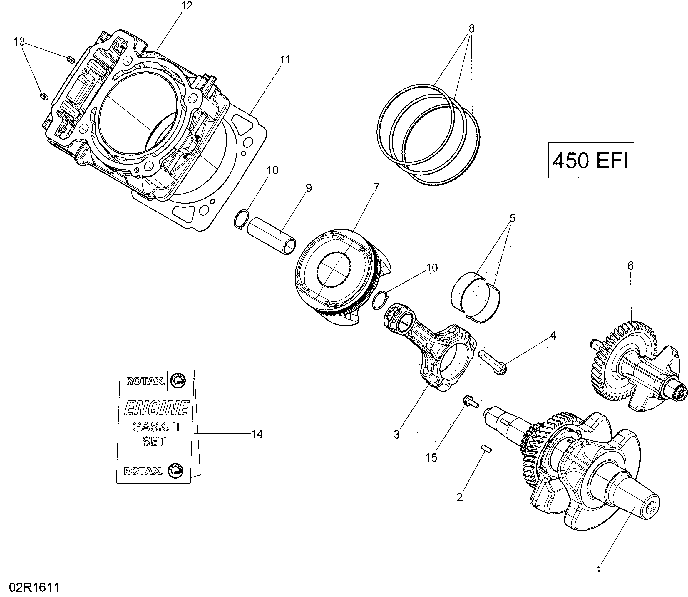 Crankshaft and Pistons - 450 EFI