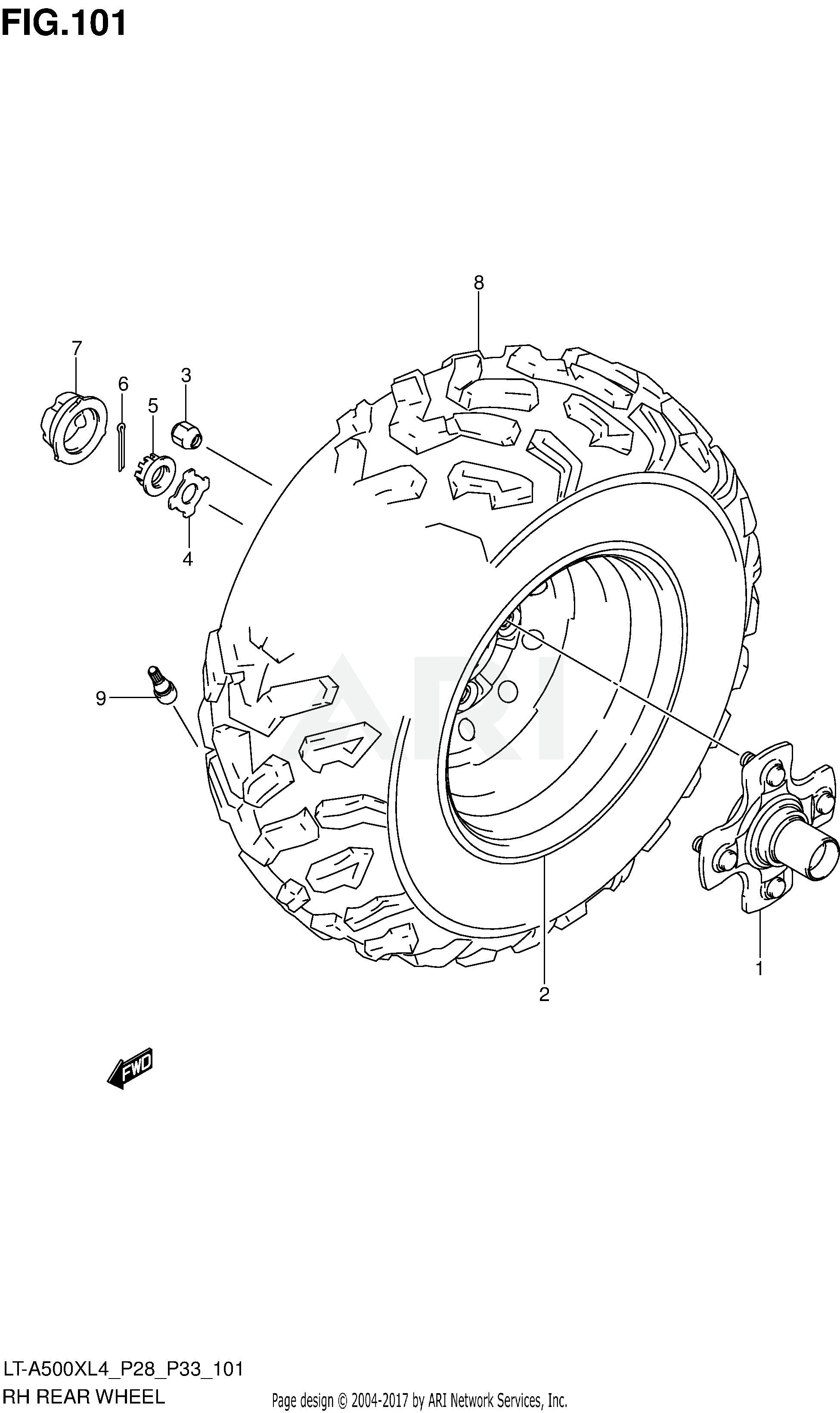 RH REAR WHEEL (LT-A500XZL4 P33)