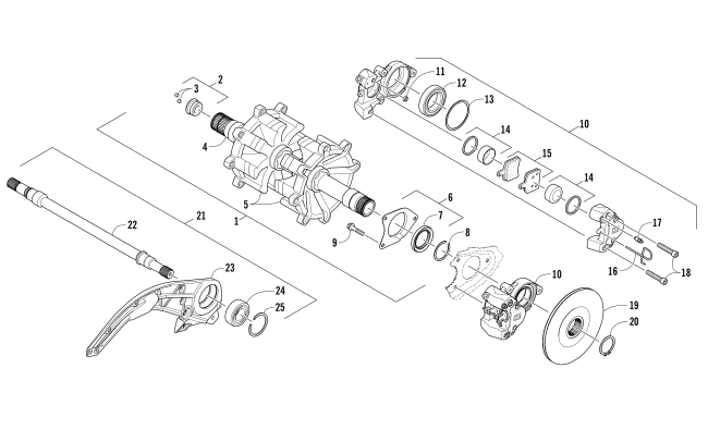 DRIVE TRAIN SHAFTS AND BRAKE ASSEMBLIES