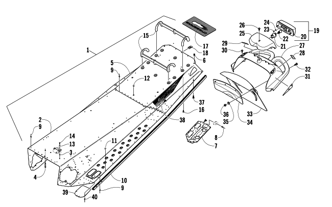 TUNNEL, REAR BUMPER, AND TAILLIGHT ASSEMBLY