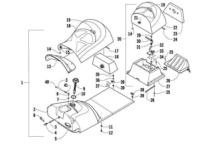 GAS TANK AND SEAT ASSEMBLY