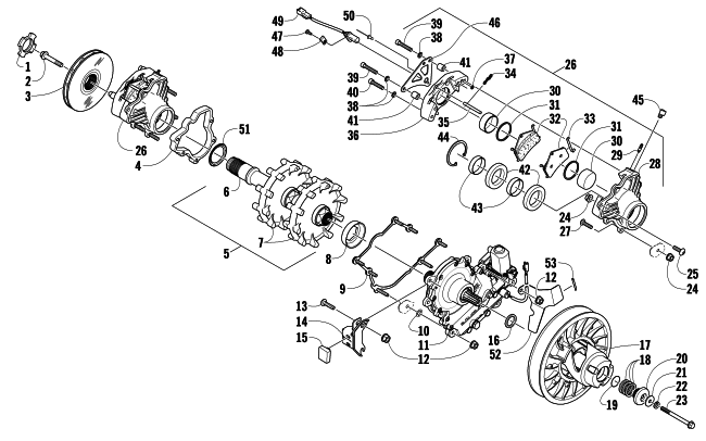 DRIVE TRAIN SHAFT AND BRAKE ASSEMBLIES