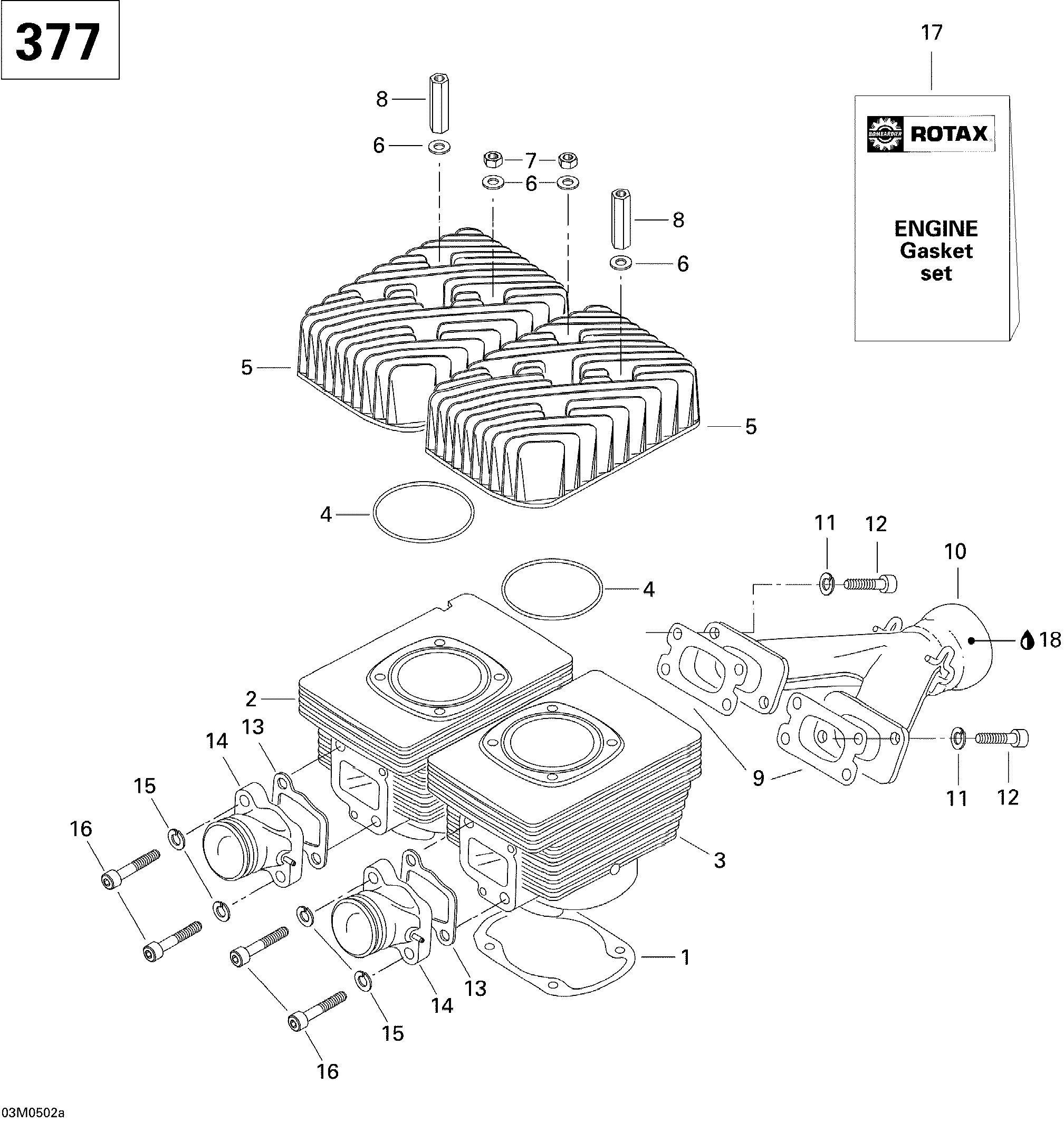 Cylinder And Exhaust Manifold 377