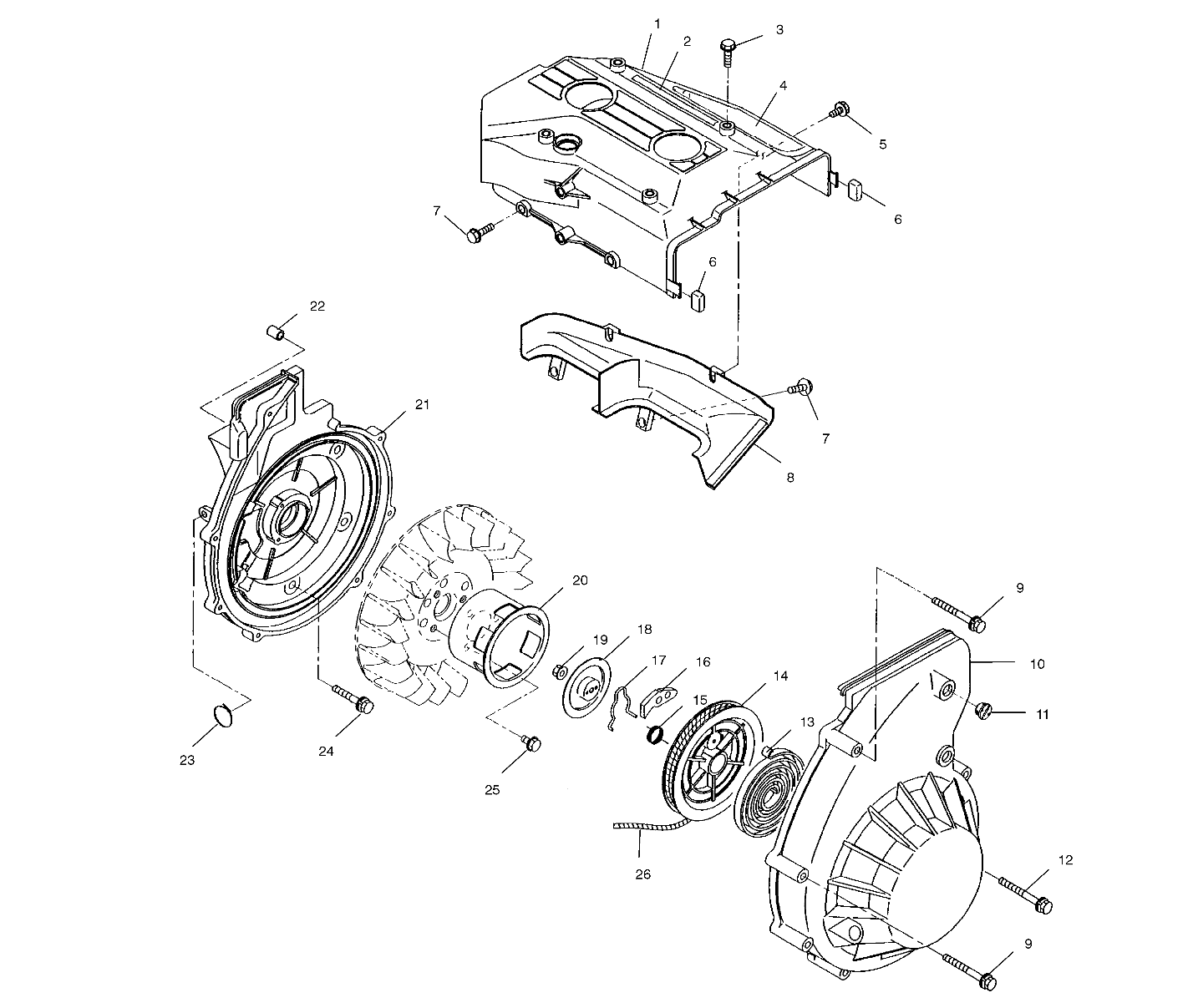 BLOWER HOUSING and RECOIL STARTER - S03ND5BS (4977927792C07)