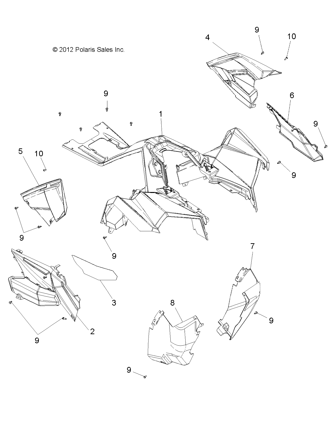 BODY, FRONT CAB and SIDE PANELS - A15SVE95AW (49ATVCAB13850SCRAM)