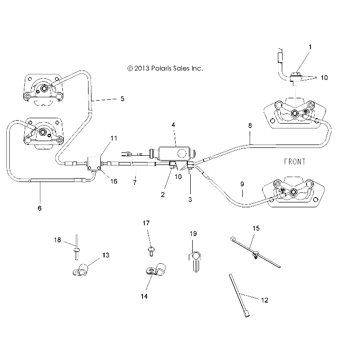 BRAKES, BRAKE LINES AND MASTER CYLINDER - A14BH33AJ (49ATVBRAKELINE14325)