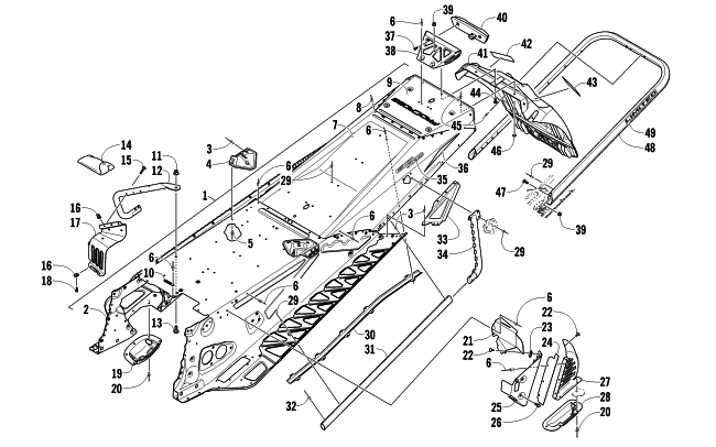 TUNNEL, REAR BUMPER, AND SNOWFLAP ASSEMBLY