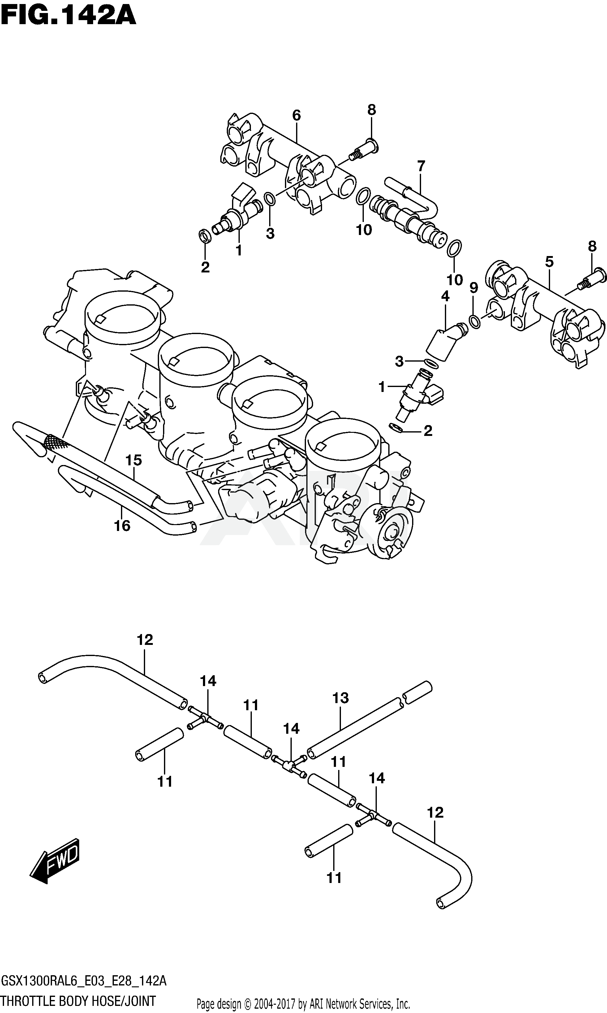 THROTTLE BODY HOSE/JOINT (GSX1300RAL6 E03)