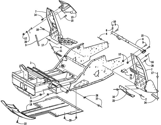 FRONT FRAME AND FOOTREST ASSEMBLY