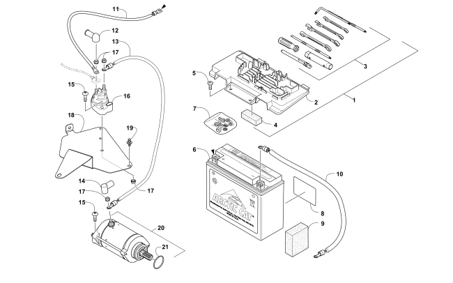 BATTERY AND STARTER ASSEMBLY