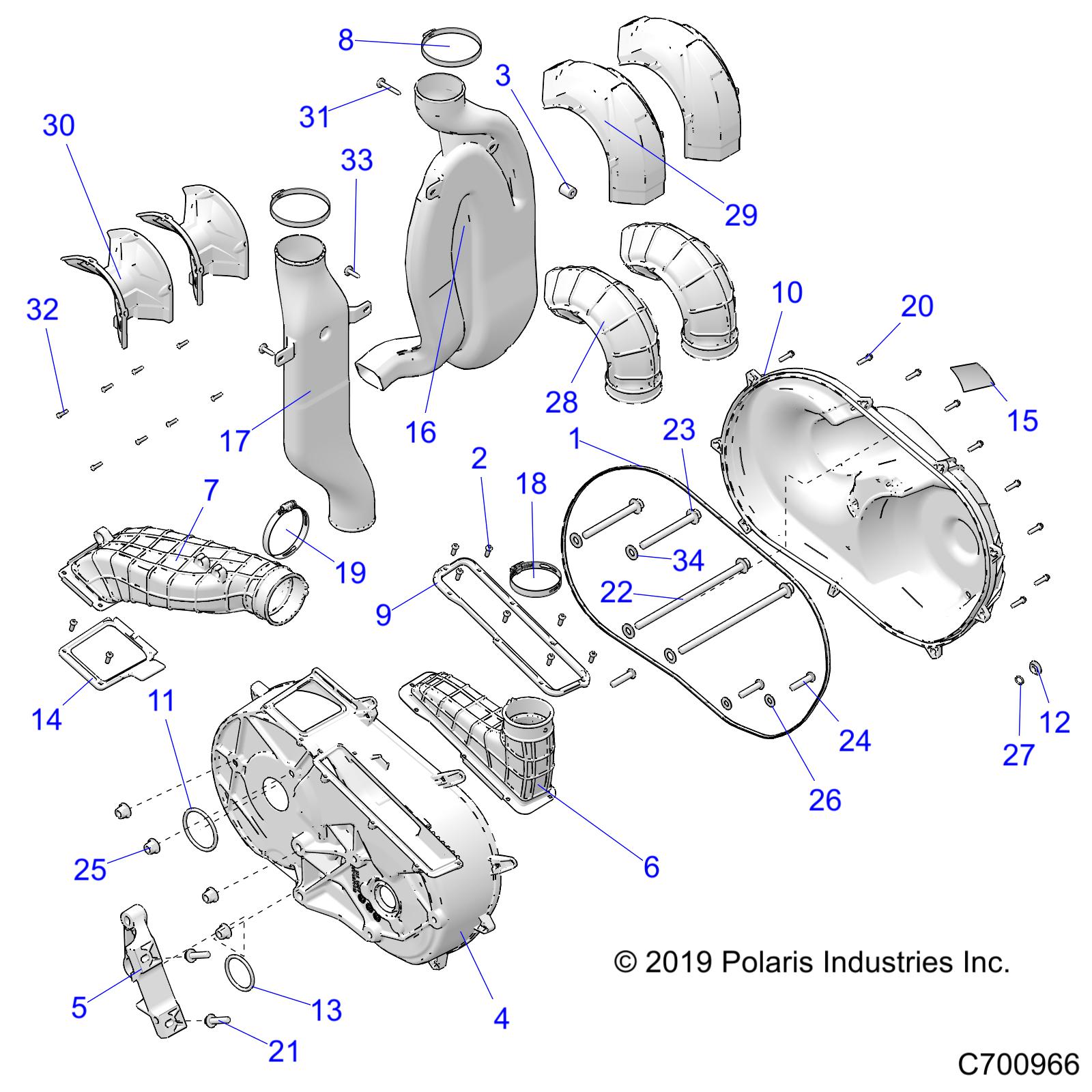 DRIVE TRAIN, CLUTCH COVER AND DUCTING - R20RRM99AL (C700966)