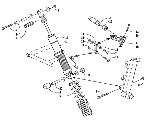 SHOCK ABSORBER AND SWAY BAR ASSEMBLY