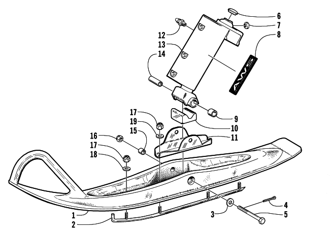 SKI AND SPINDLE ASSEMBLY