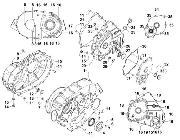 CLUTCH/DRIVE BELT/MAGNETO COVER ASSEMBLY