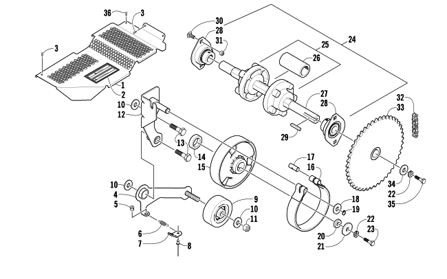 DRIVE TRAIN SHAFT AND BRAKE ASSEMBLIES