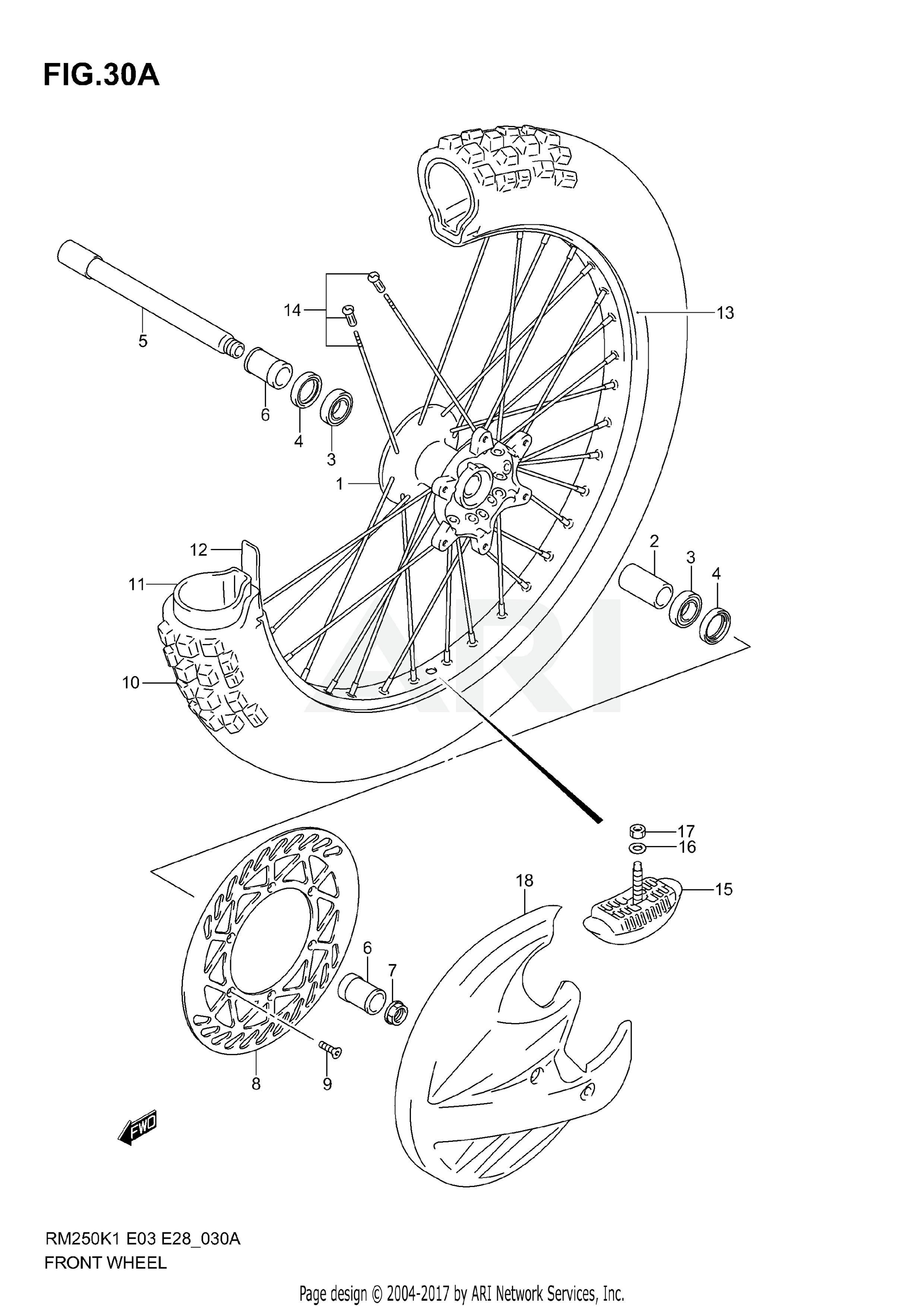 FRONT WHEEL (RM250K5/K6)