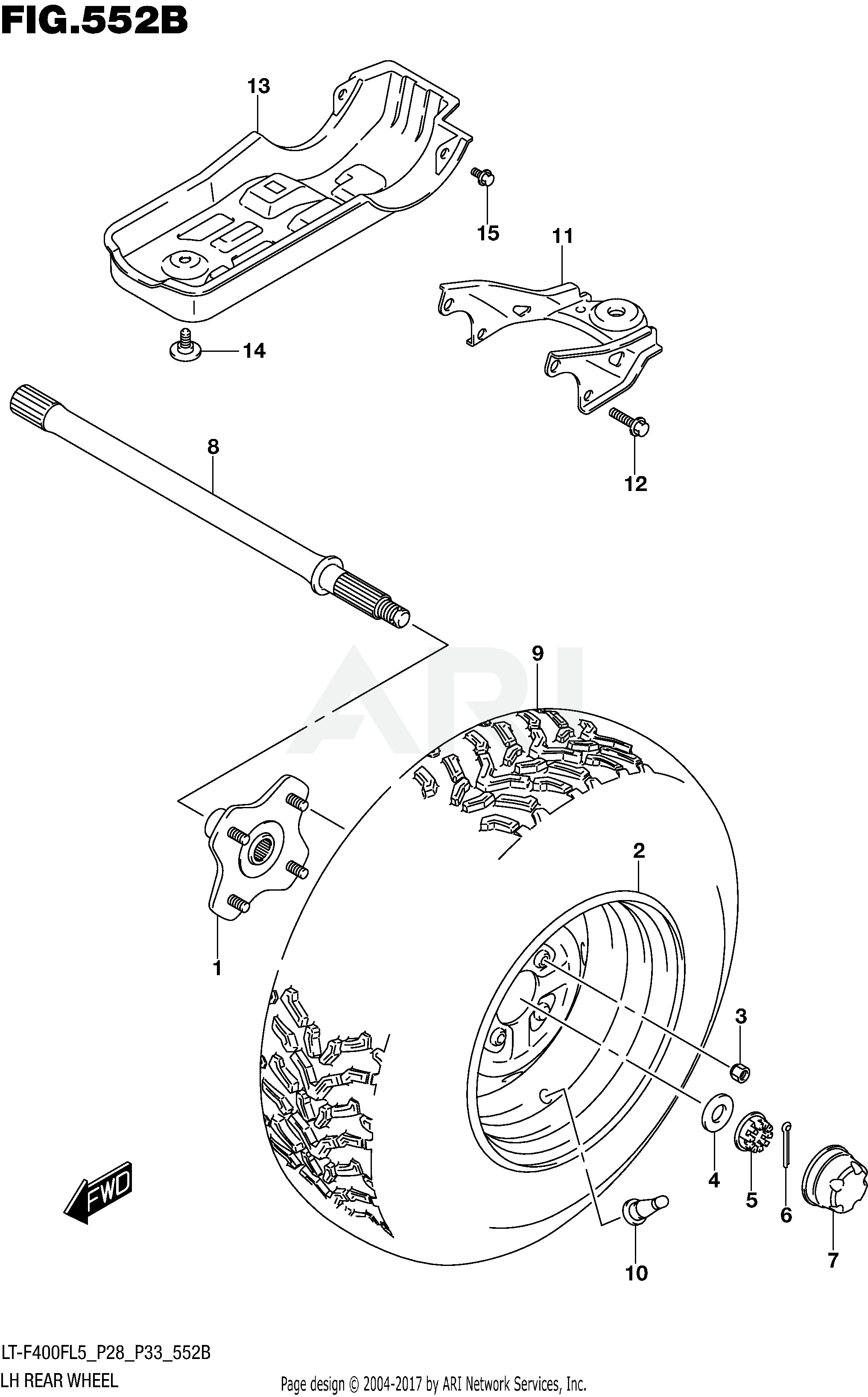 LH REAR WHEEL (LT-F400FL5 P33)