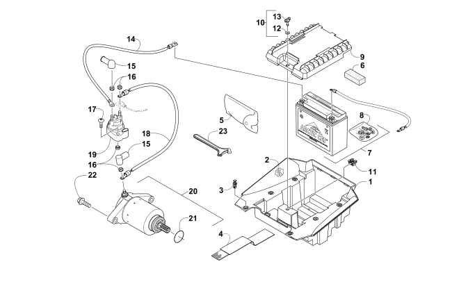 BATTERY AND STARTER ASSEMBLY