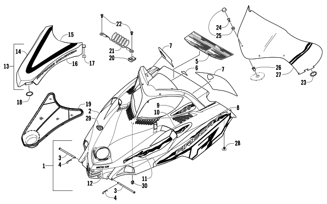 HOOD AND WINDSHIELD ASSEMBLY