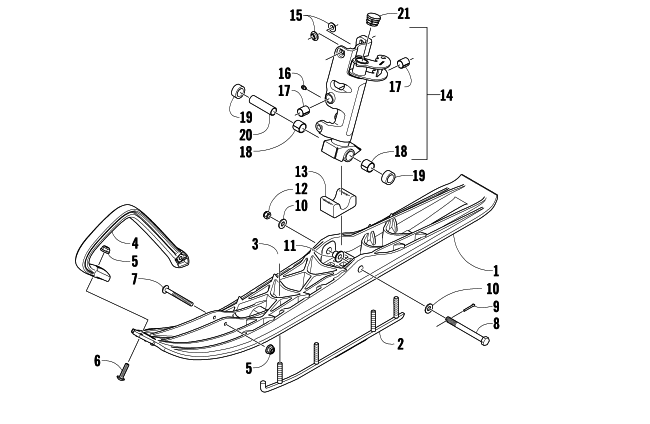 SKI AND SPINDLE ASSEMBLY