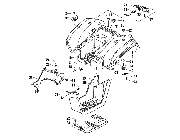 REAR BODY PANEL AND TAILLIGHT ASSEMBLIES