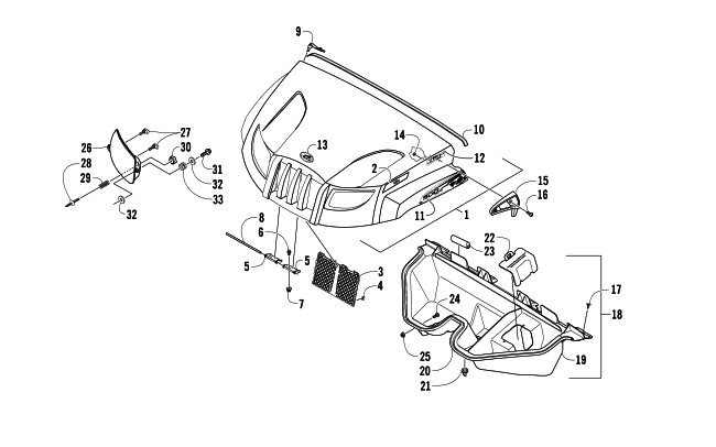 HOOD AND HEADLIGHT ASSEMBLY