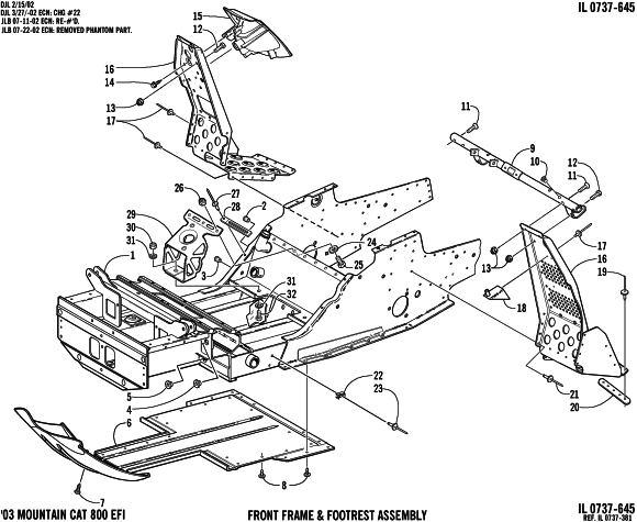 FRONT FRAME AND FOOTREST ASSEMBLY