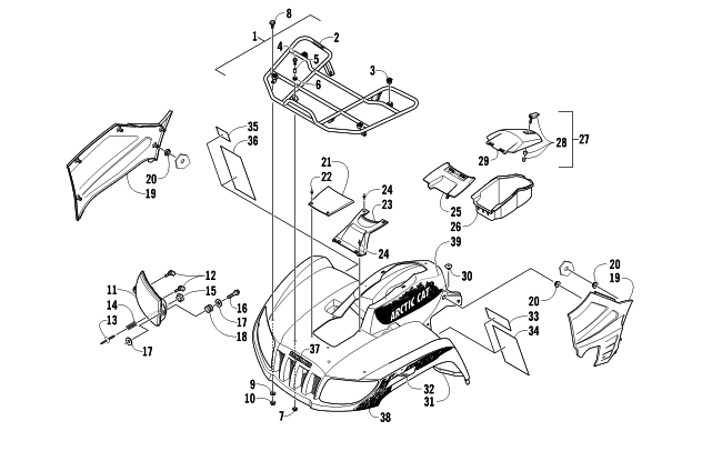 FRONT RACK, BODY PANEL, AND HEADLIGHT ASSEMBLIES