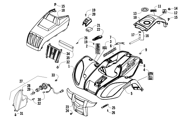 FRONT BODY PANEL AND HEADLIGHT ASSEMBLIES