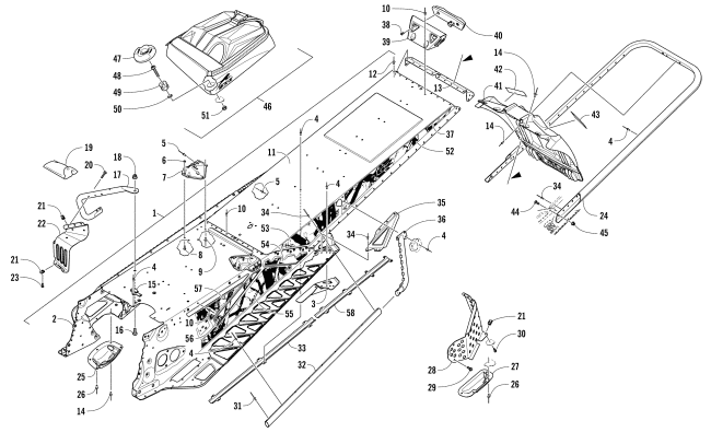 TUNNEL, REAR BUMPER, AND SNOWFLAP ASSEMBLY