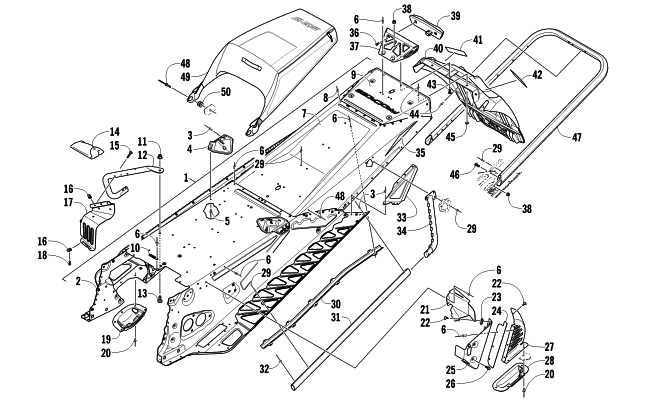 TUNNEL, REAR BUMPER, AND SNOWFLAP ASSEMBLY