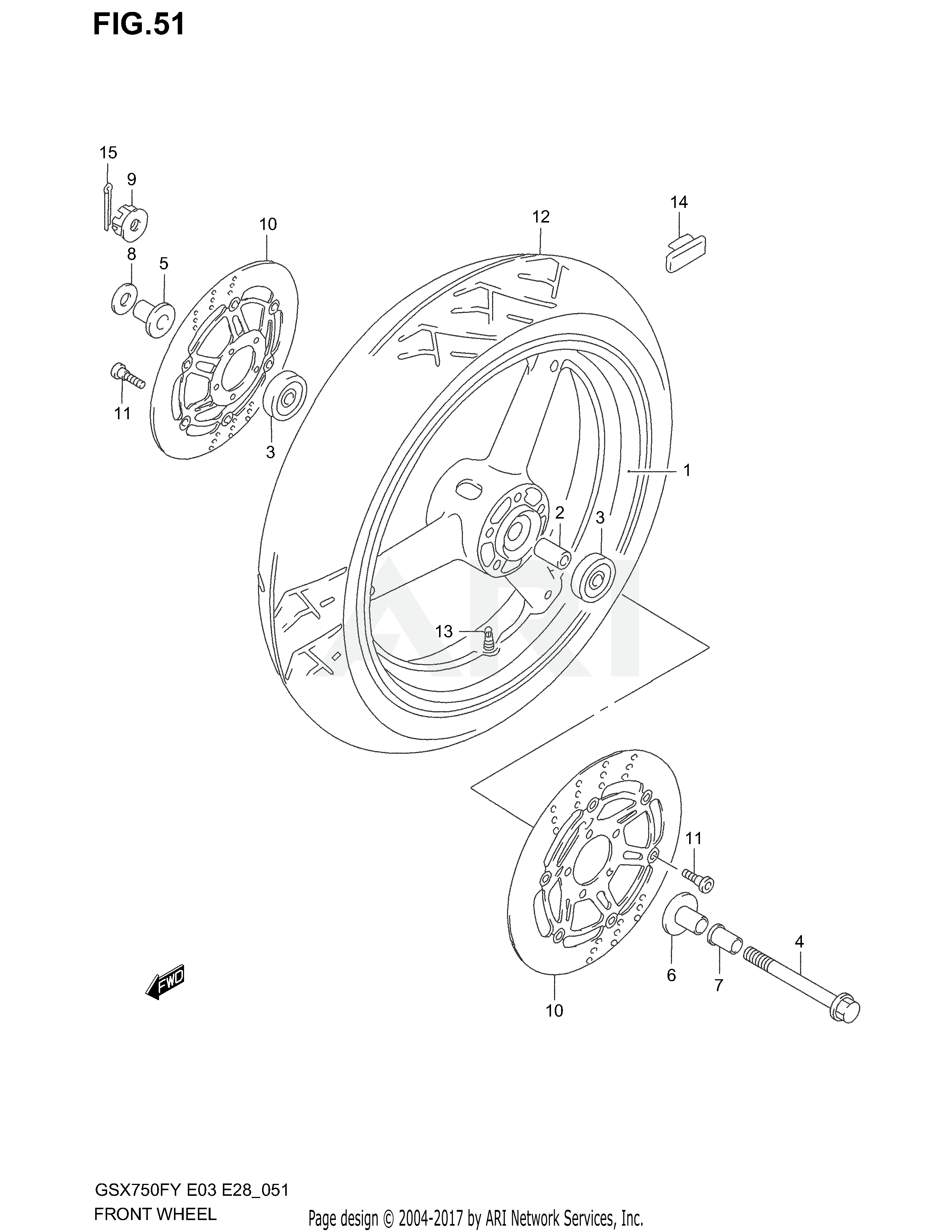 FRONT WHEEL (MODEL W/X/Y/K1/K2)