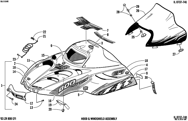 HOOD AND WINDSHIELD ASSEMBLY