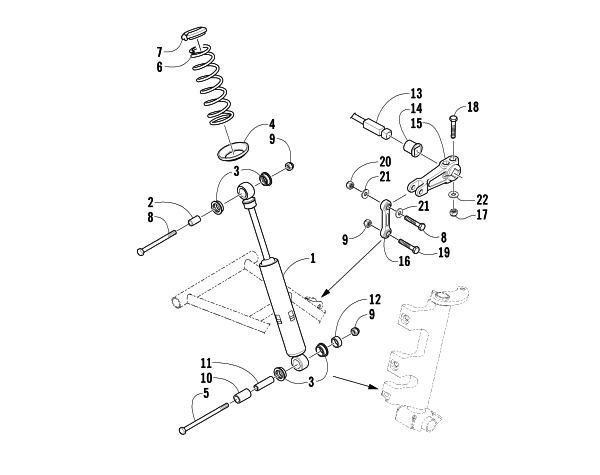 SHOCK ABSORBER AND SWAY BAR ASSEMBLY