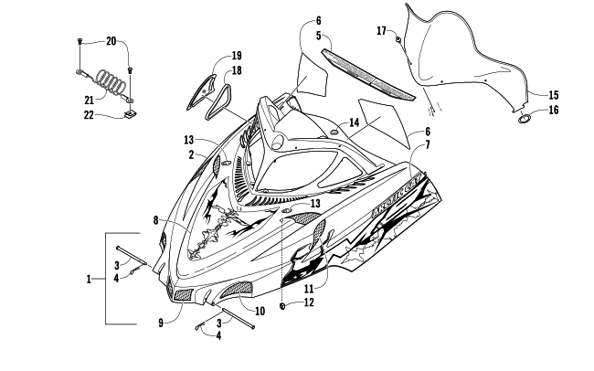 HOOD AND WINDSHIELD ASSEMBLY