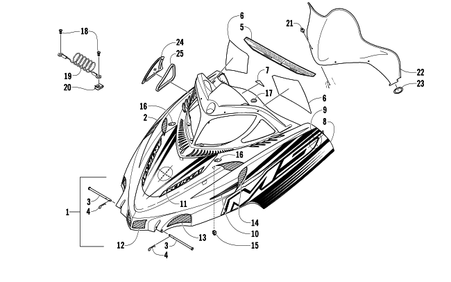 HOOD AND WINDSHIELD ASSEMBLY