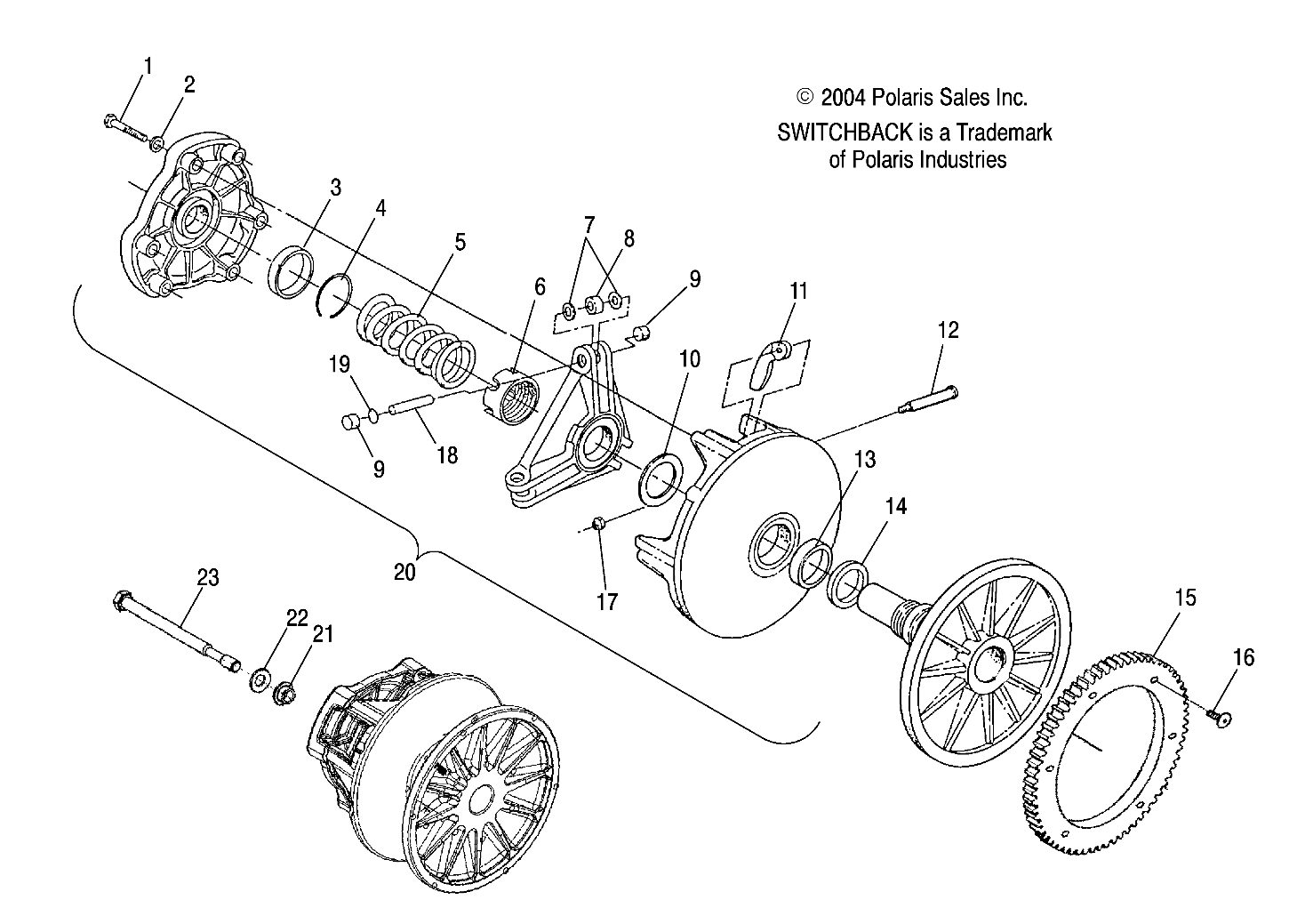 DRIVE CLUTCH (ELECTRIC START MODELS) - S05NS6ES/ESA/S05NS8CS/CSA (4992809280B14)