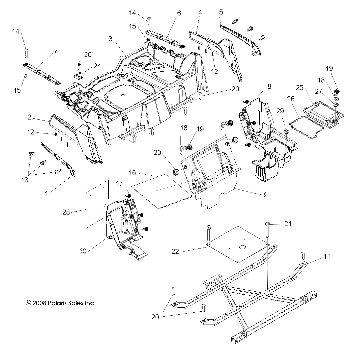 BODY, REAR RACK and FENDERS - R09VH76 ALL OPTIONS (49RGRRACKMTG09RZR)