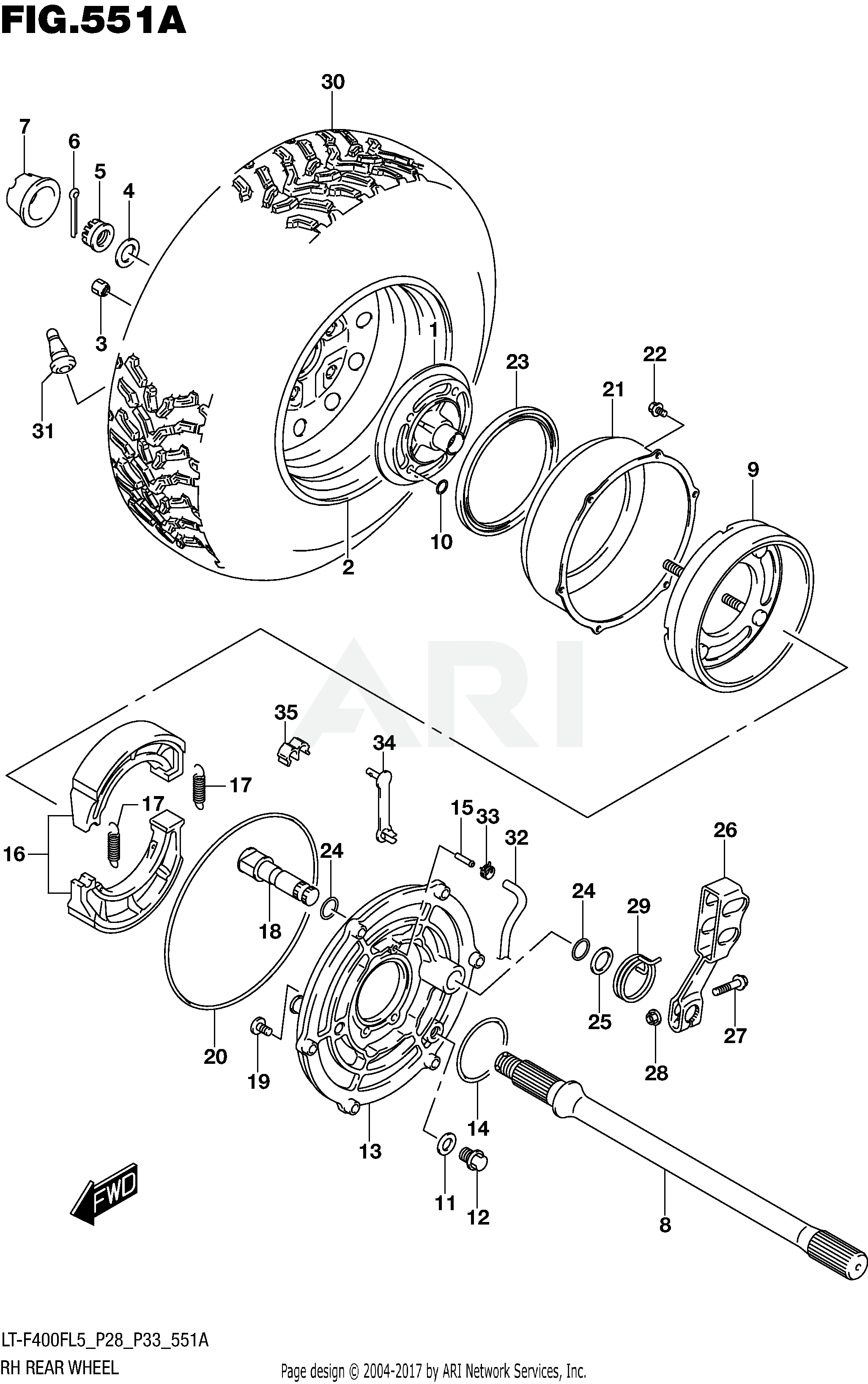 RH REAR WHEEL (LT-F400FL5 P28)