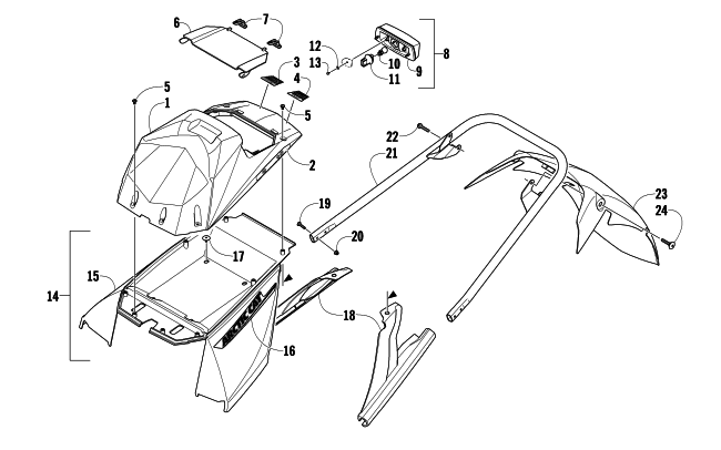 REAR BUMPER, STORAGE BOX, AND TAILLIGHT ASSEMBLY