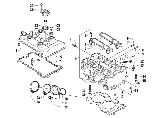 CYLINDER HEAD AND INTAKE FLANGE ASSEMBLY