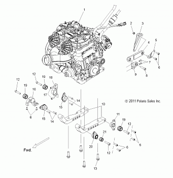 ENGINE, MOUNTING - S12CL8/CW8 ALL OPTIONS (49SNOWENGINEMOUNT12800SB)