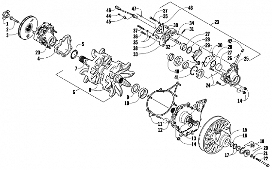 DRIVE TRAIN SHAFT AND BRAKE ASSEMBLIES