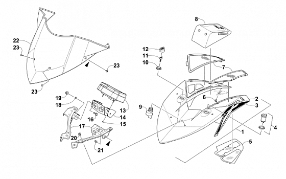 WINDSHIELD AND INSTRUMENTS ASSEMBLIES