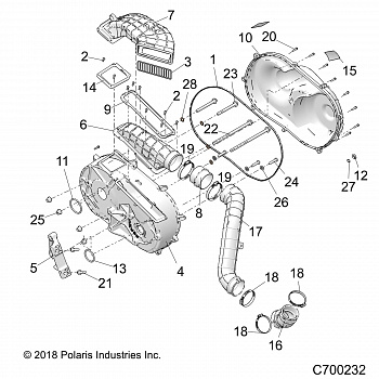 DRIVE TRAIN, CLUTCH COVER AND DUCTING - R20RRE99DS (C700232)