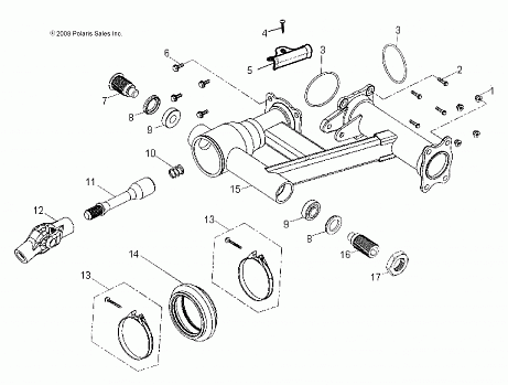 CHASSIS, REAR SWING ARM - A13PB20AF (49ATVSWINGARMRR07PHX)