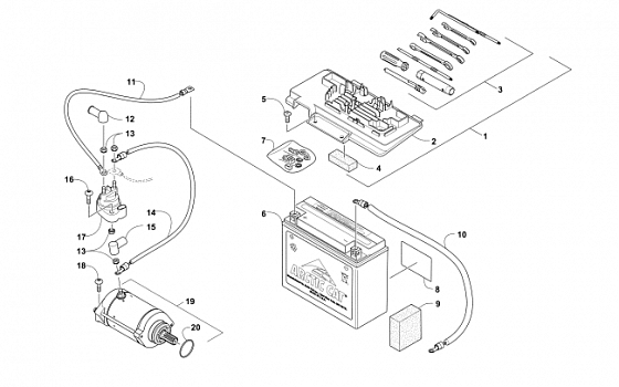 BATTERY AND STARTER ASSEMBLY