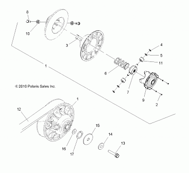 DRIVE TRAIN, SECONDARY CLUTCH - A15SVE95HW (49ATVCLUTCHDRIVEN11SPTRG550)