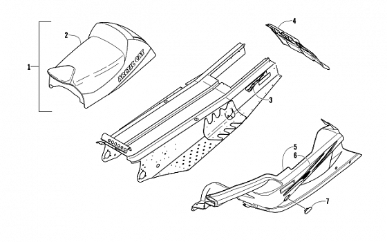 BELLY PAN, SEAT, TUNNEL, AND SNOWFLAP TIGER RED